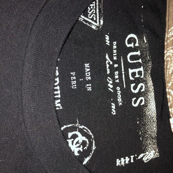 GUESS eagle print cotton men’s T-shirt black sz M - Picture 4 of 5